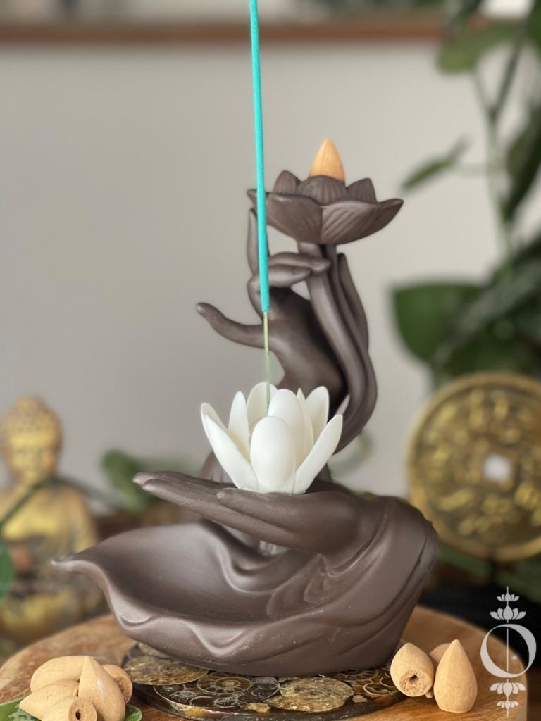 Lotus Hand - Räucherstäbchenhalter Wasserfall - Räucherstäbchen brenner