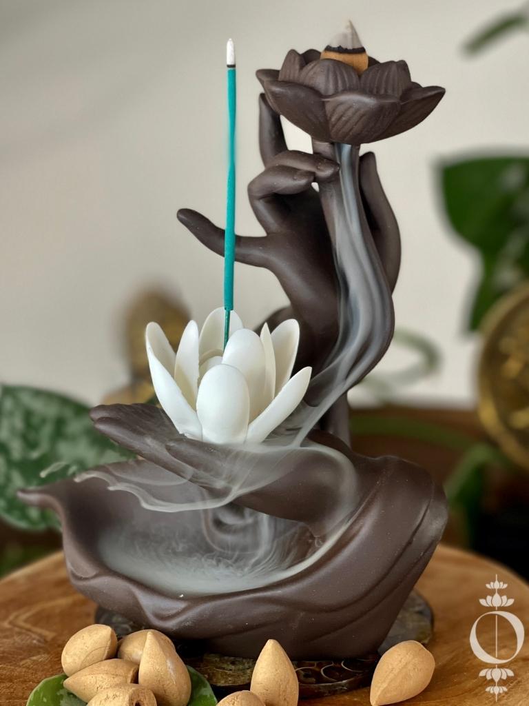 Lotus Hand - Räucherstäbchenhalter Wasserfall - Räucherstäbchen brenner