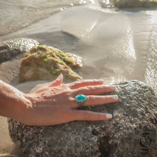 Artisan Larimar Ring, 925 sterling silber