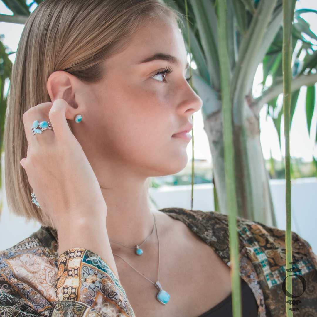 Basic Larimar Ohrringe, 925 sterling silber