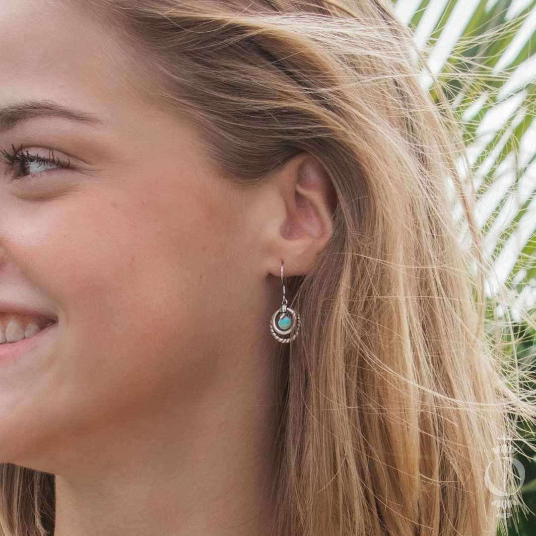 Bohemian Larimar Ohrringe, 925 sterling silber