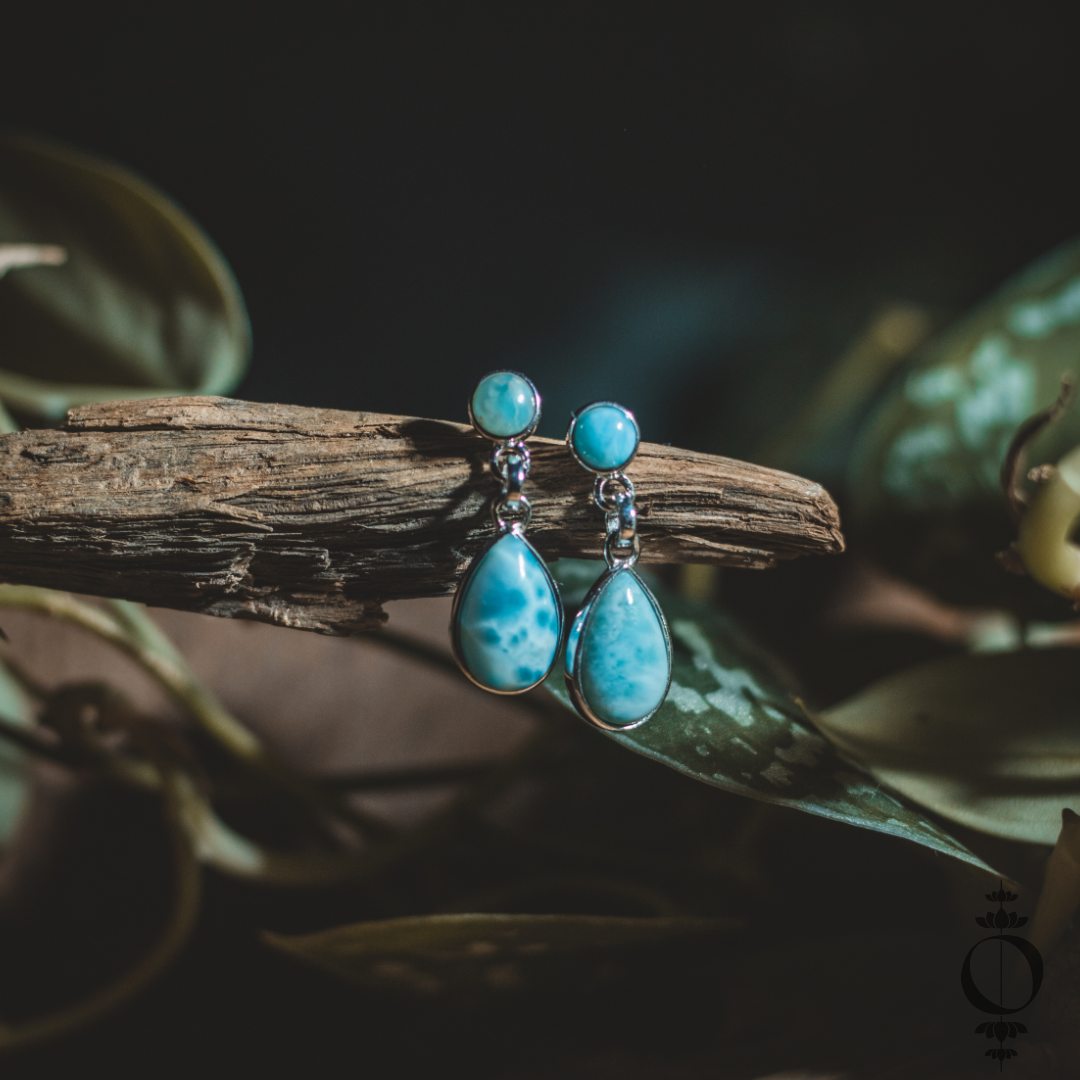 Tropfen Larimar Ohrringe, 925 sterling silber