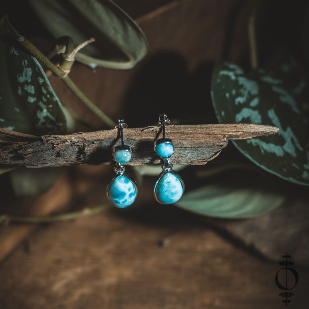 Tropfen Larimar Ohrringe, 925 sterling silber