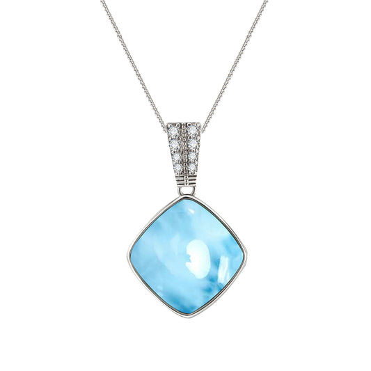 Classic Larimar Halskette, 925 sterling silber