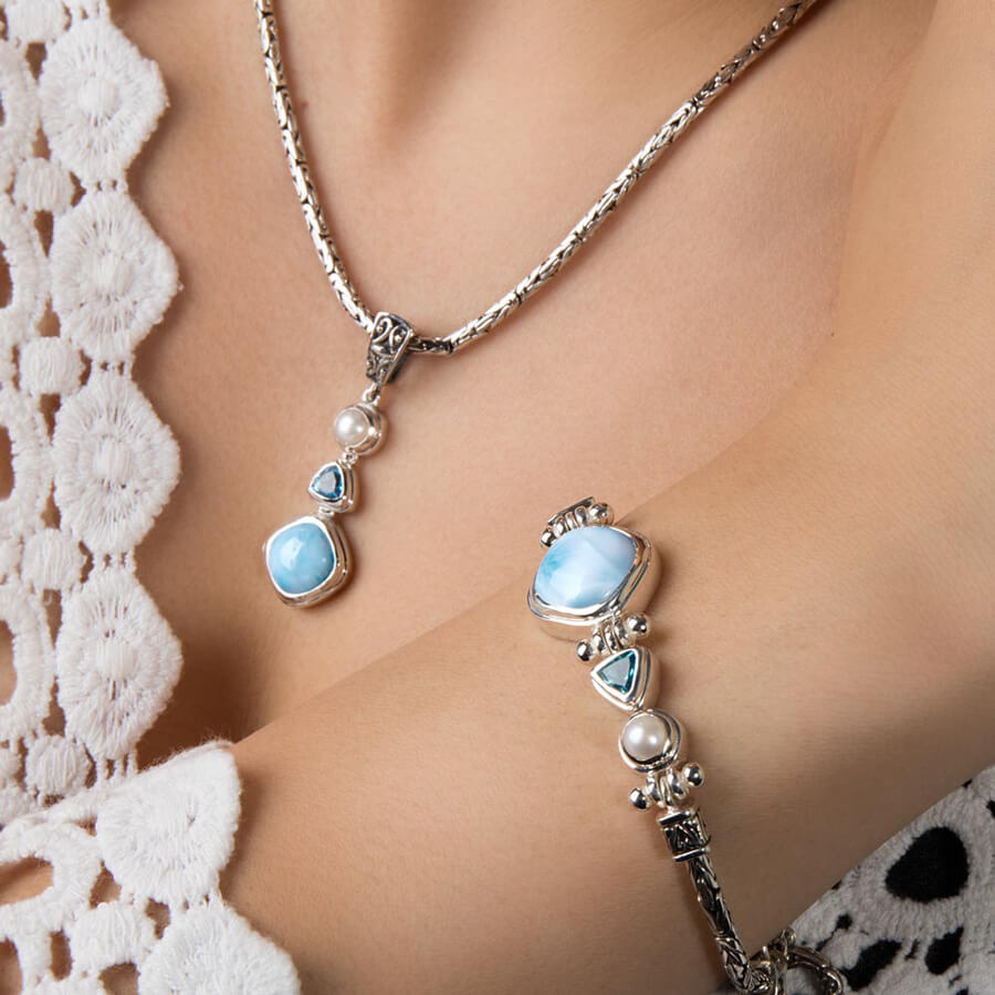 Zilveren Hemelse Larimar Armband, 925 sterling zilver NU 30% KORTING