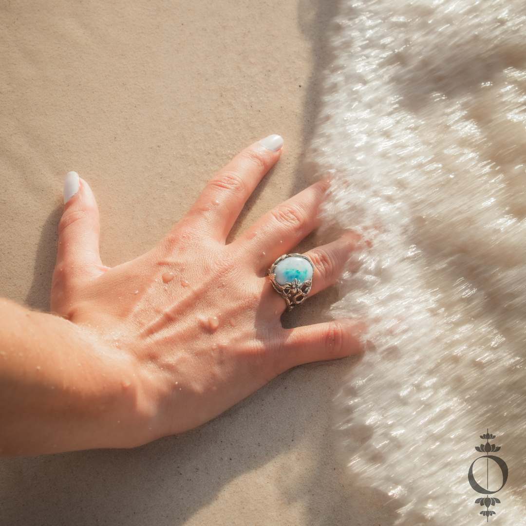 Nature Larimar Ring, 925 sterling silber