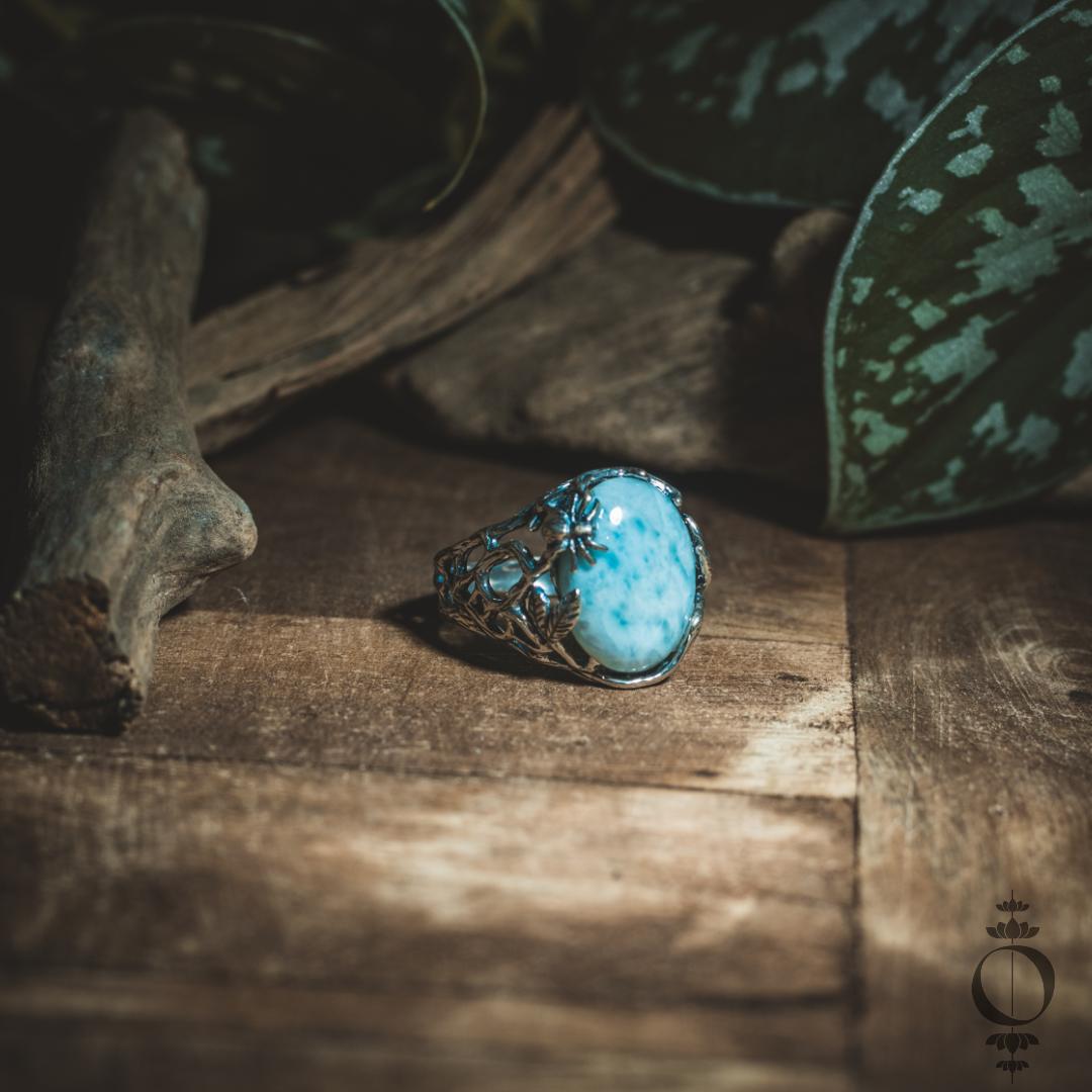 Nature Larimar Ring, 925 sterling silber