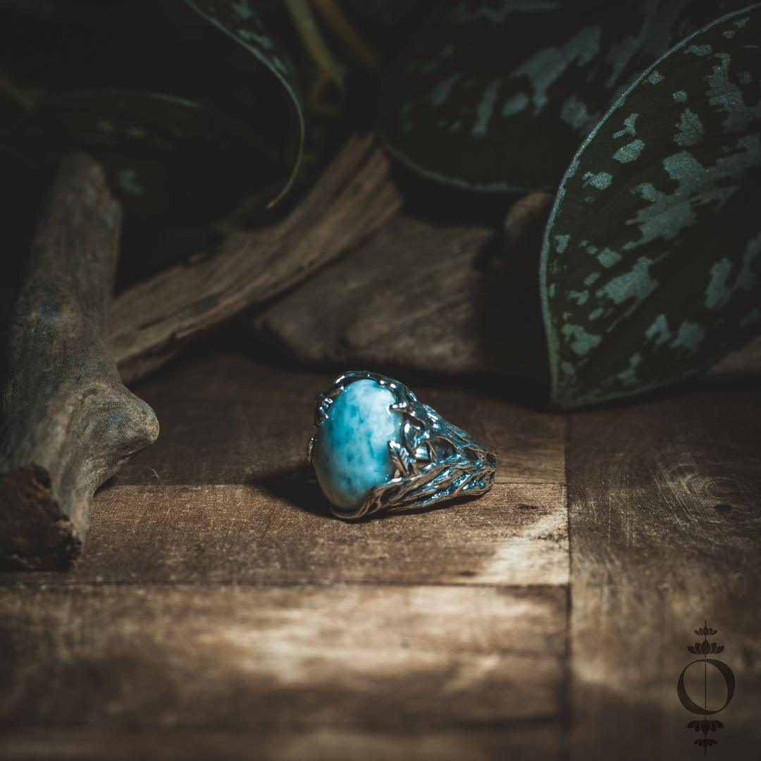 Nature Larimar Ring, 925 sterling silber