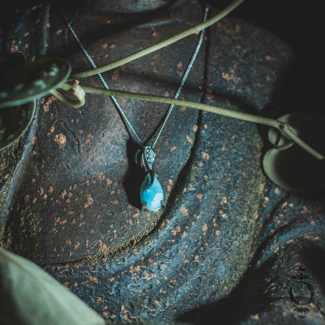 Tear Drop Larimar Halskette, 925 sterling silber