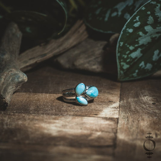 Tear Drops Larimar Ring, 925 sterling silber