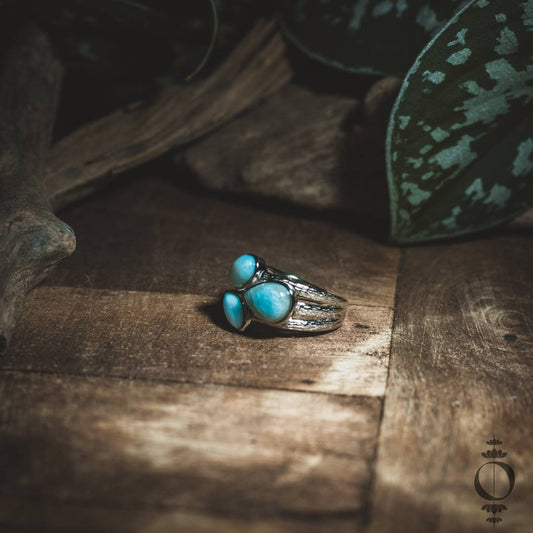 Tear Drops Larimar Ring, 925 sterling silber