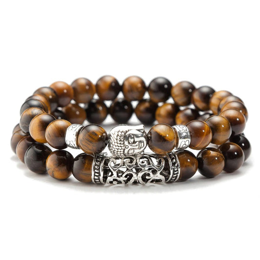 Buddha Tigerauge Armbänder Set