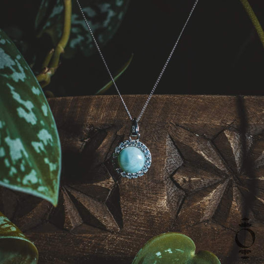 Vintage Larimar Halskette, 925 sterling silber