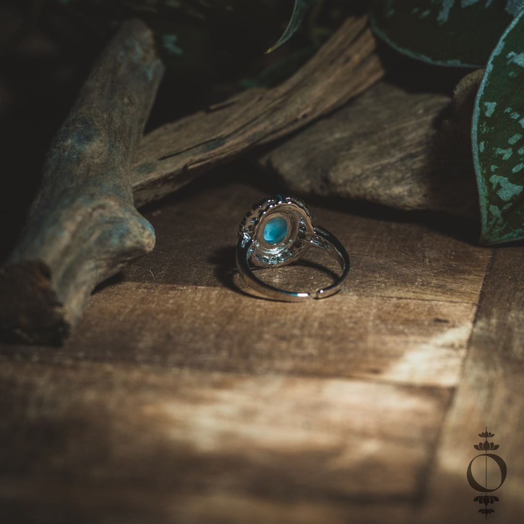 Vintage Larimar Ring, 925 sterling silber