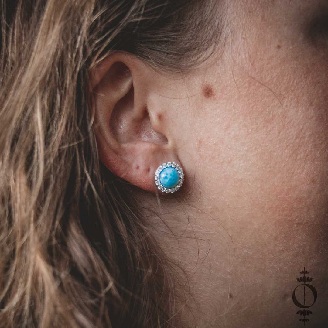 Vintage Larimar Ohrringe, 925 sterling silber