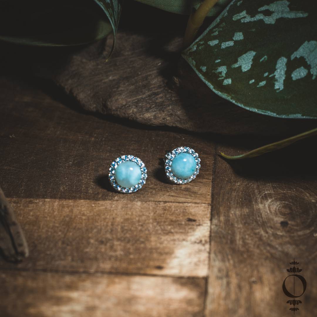 Vintage Larimar Ohrringe, 925 sterling silber