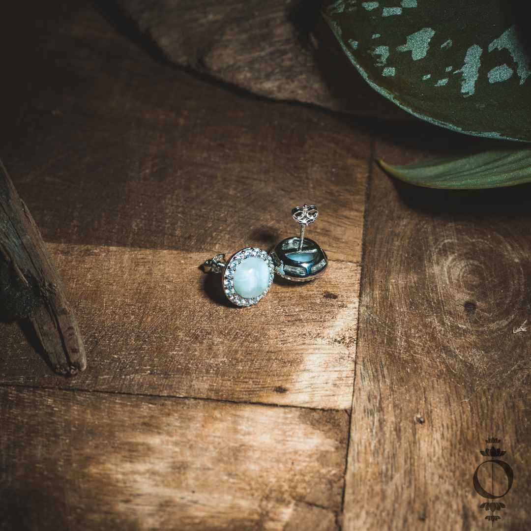 Vintage Larimar Ohrringe, 925 sterling silber
