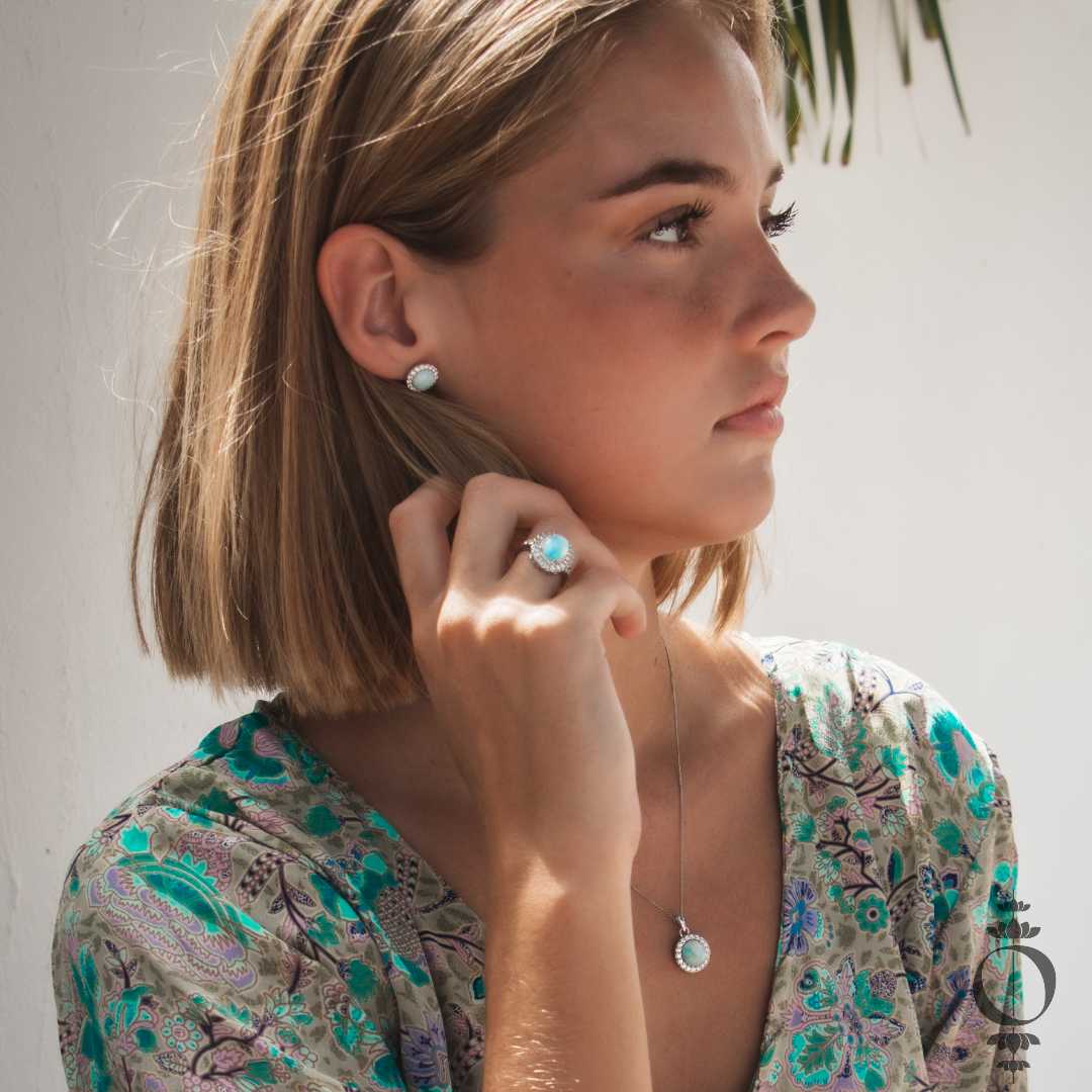 Vintage Larimar Ohrringe, 925 sterling silber