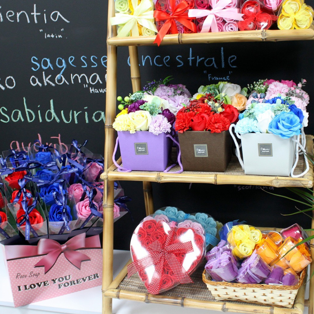 Luxe Boeket Zeep Bloemen Paars