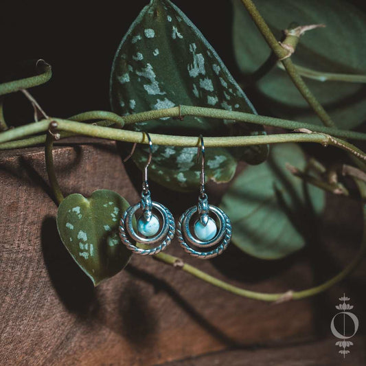 Bohemian Larimar Ohrringe, 925 sterling silber