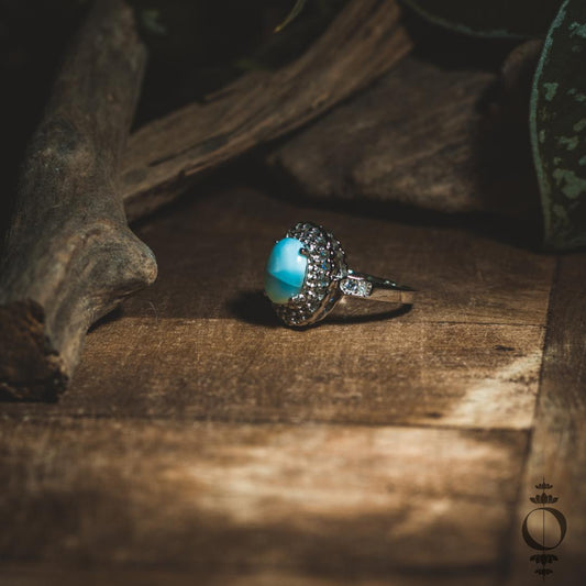 Vintage Larimar Ring, 925 sterling silber