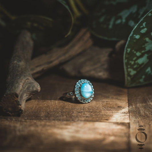 Vintage Larimar Ring, 925 sterling silber